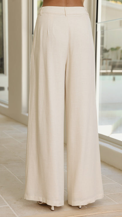 Leela One Shoulder Top and Pants Set - Beige