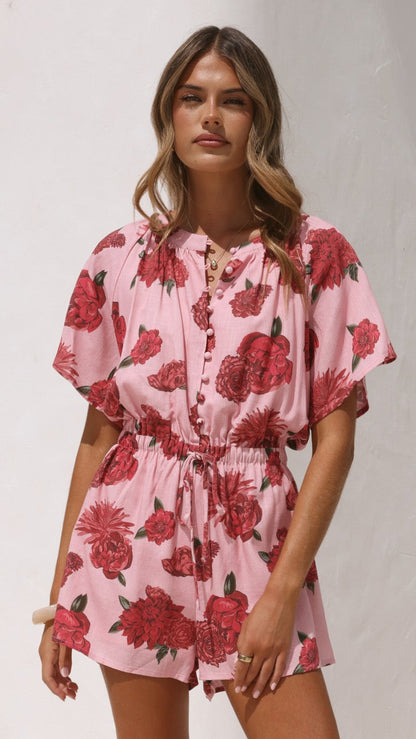 Santorini Playsuit - Dahlia Rouge