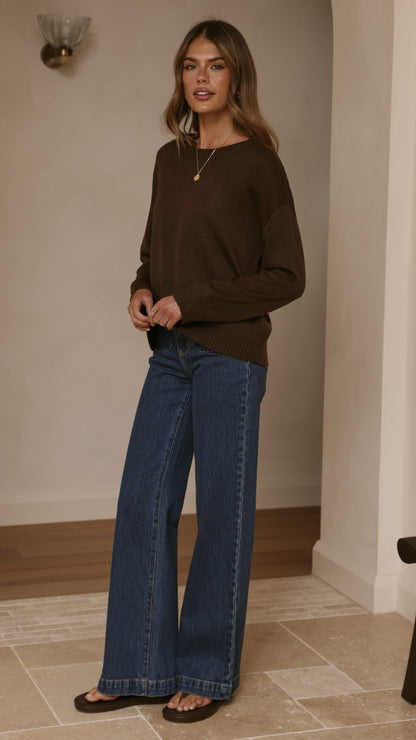 Victoria Long Sleeve Top - Chocolate