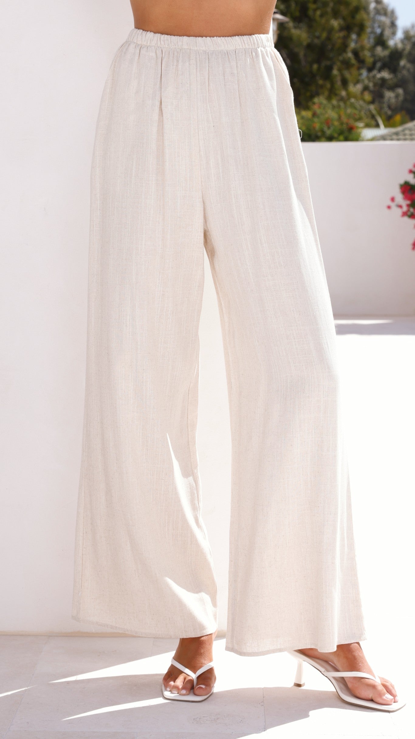 Talia Strapless Top and Pants Set - Oatmeal