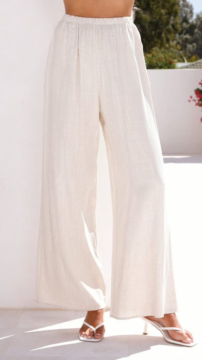 Talia Strapless Top and Pants Set - Oatmeal