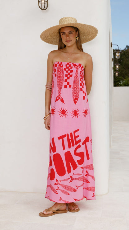 Elidie Maxi Dress - Pink/Red Tide