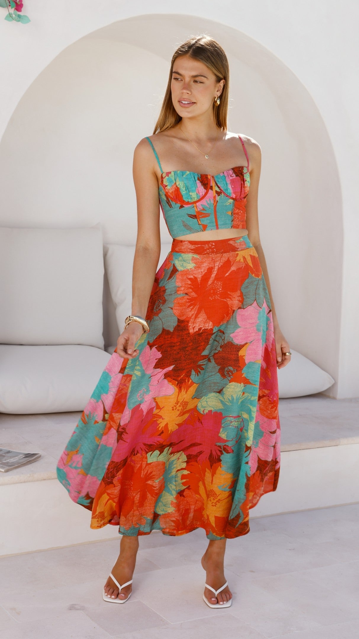 Rixie Crop Top - Orange Floral