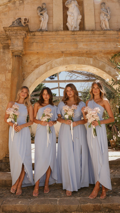 Emma One Sleeve Maxi Dress - Blue