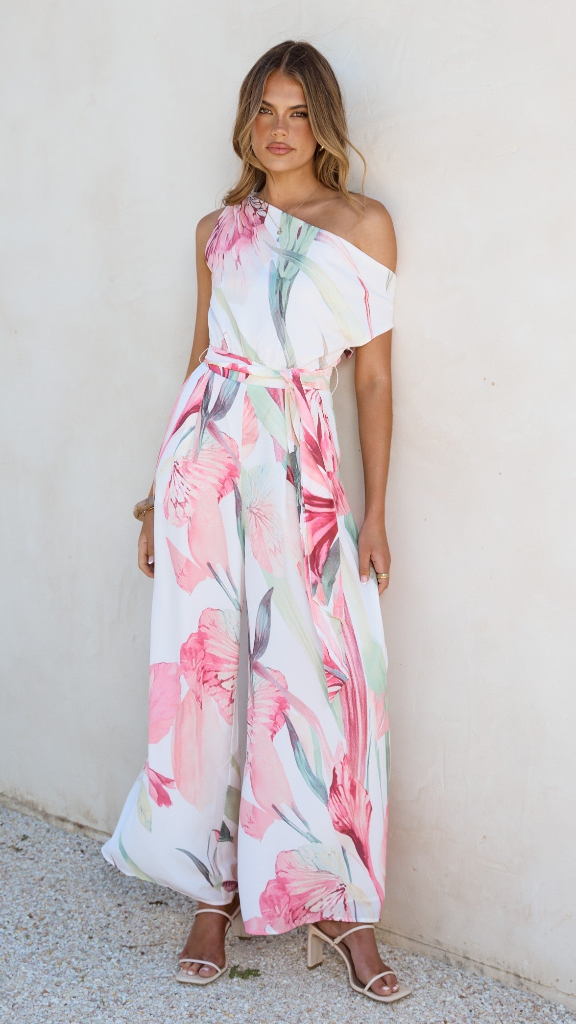 Oasis One Shoulder Jumpsuit - Pink Floral