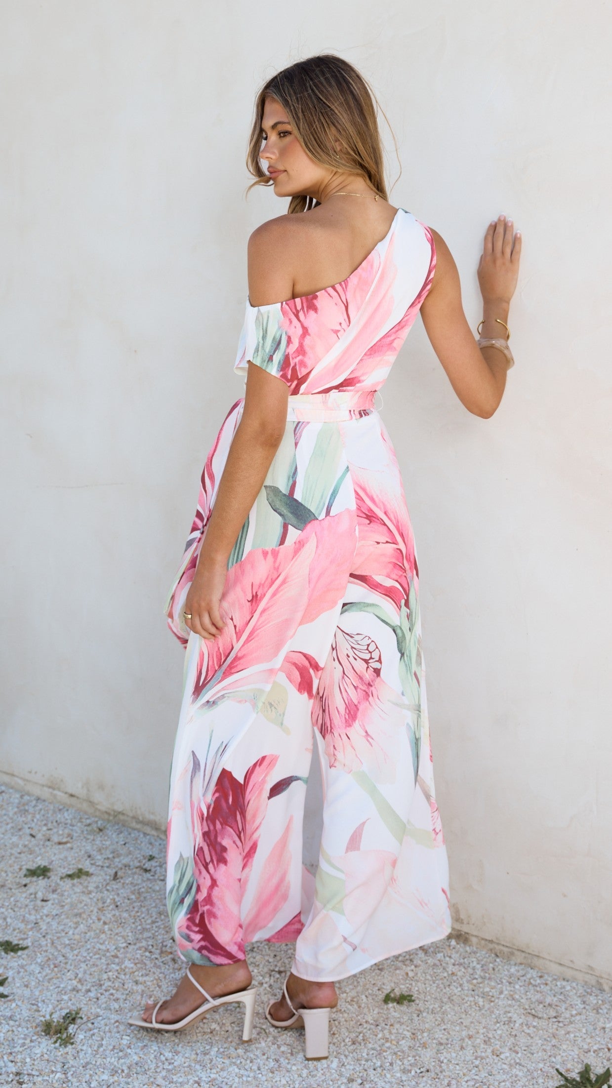 Oasis One Shoulder Jumpsuit - Pink Floral