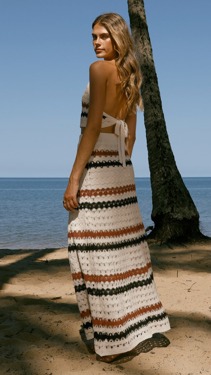 Kamali Halter Neck Top - Natural Stripe