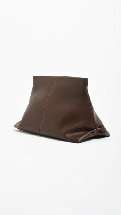 Semi Structured Fold Over Clutch - Chocolate