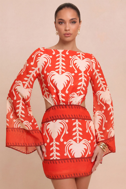 Dalphine Palm Dolman Sleeve Dress