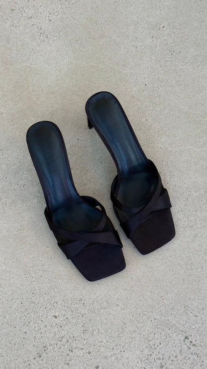 Kelsie Heels - Black Satin