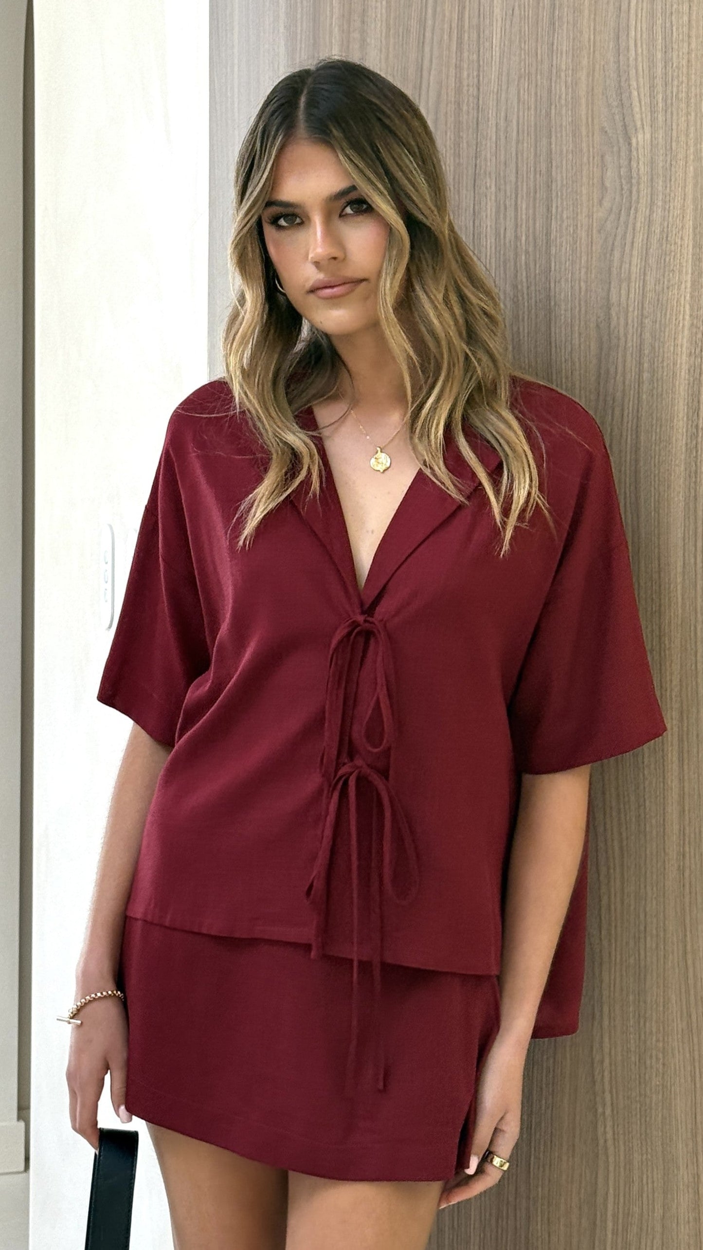 Louise Mini Skort - Burgundy