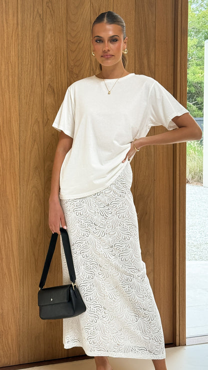 Louisa Lace Maxi Skirt - White
