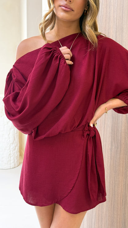 Katara Off Shoulder Top - Burgundy