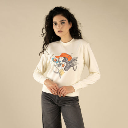 Cosmic Cowgirl Women's Sweatshirt - Vintage White