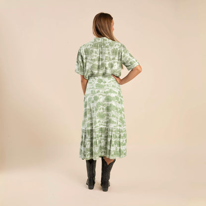 Cheyenne Western Skirt - Mint Green - Aurora Print