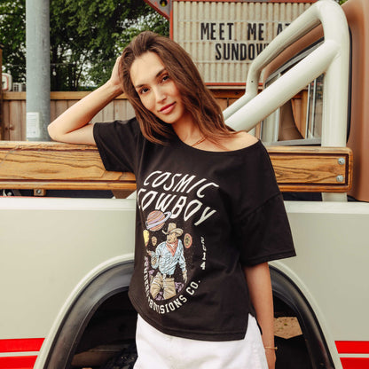 Cosmic Cowboy Basic Tee - Charcoal