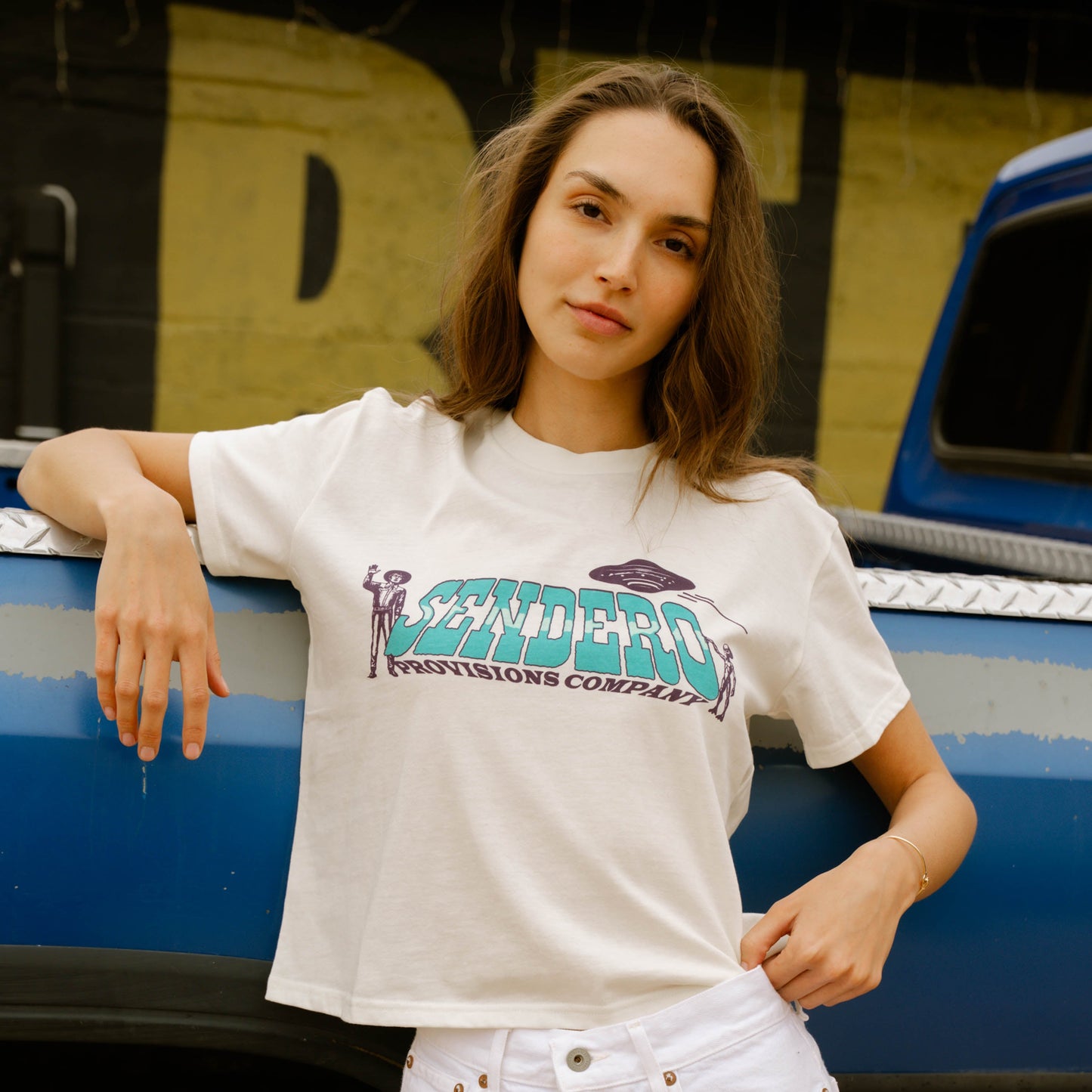 Cowboy Lift Off Boxy Tee - Vintage White