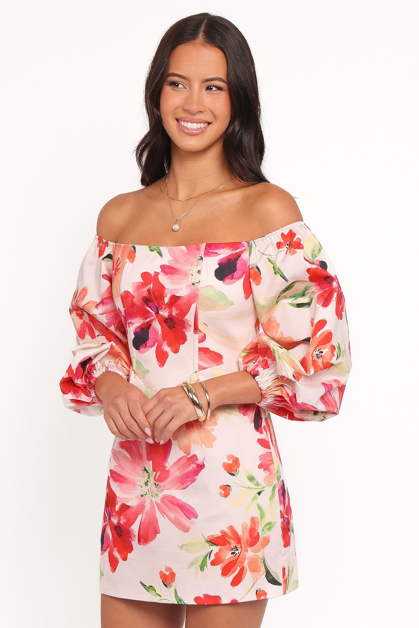 Annette Mini Dress - Orange Floral